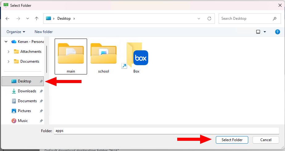pick download folder