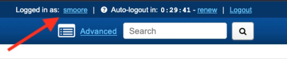 Click your username in the top-right corner