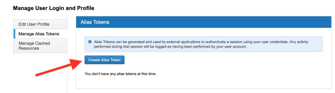 Click Create Alias Token